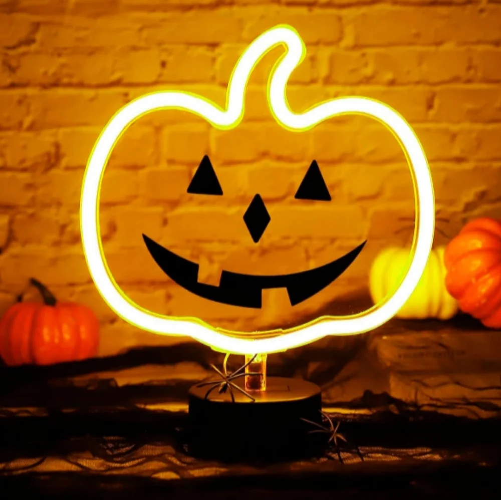 Jack o Lantern Pumpkin Neon Sign Light Warm White Halloween Party Jackolantern